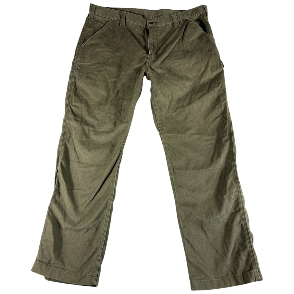 Carhartt B324 Relaxed Fit Pants Mens 38x30 Green Heavy Workwear Durable Washed
